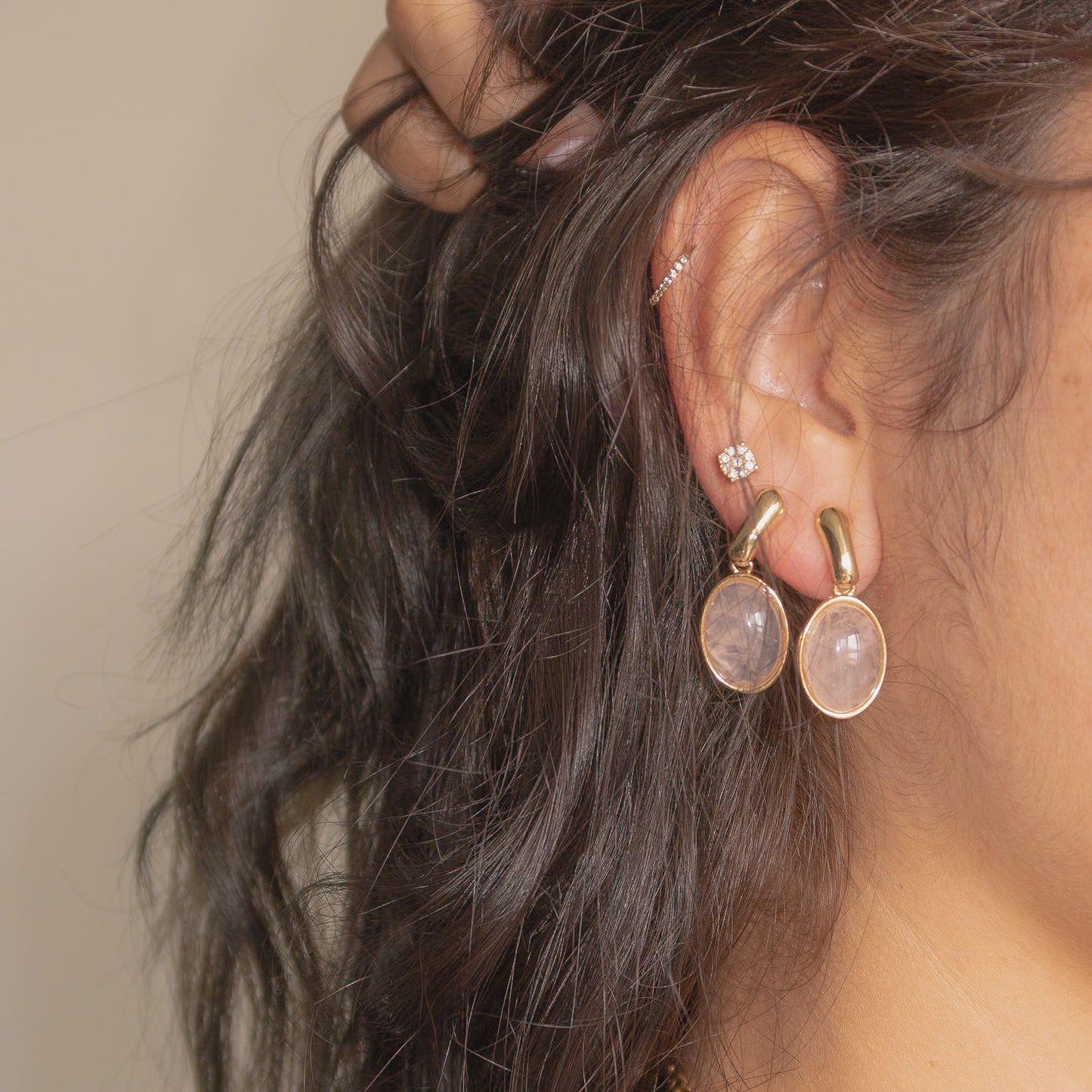 Rose Quartz Drop Earrings - ISABEL LEON LLC