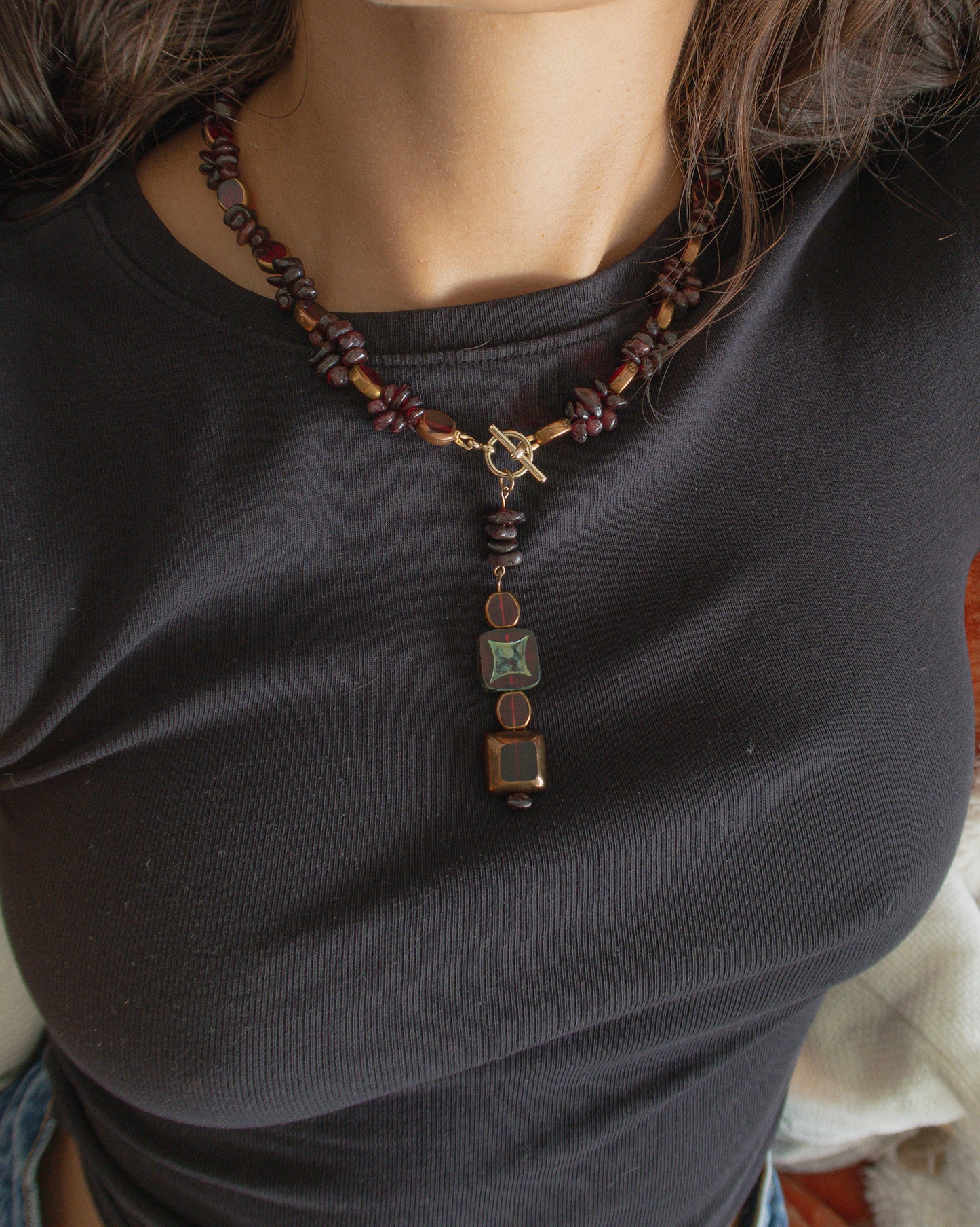 Garnet Stone Necklace - ISABEL LEON LLC