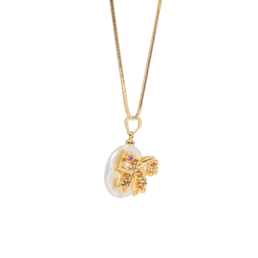 Mini Bow Pendant Necklace - ISABEL LEON LLC