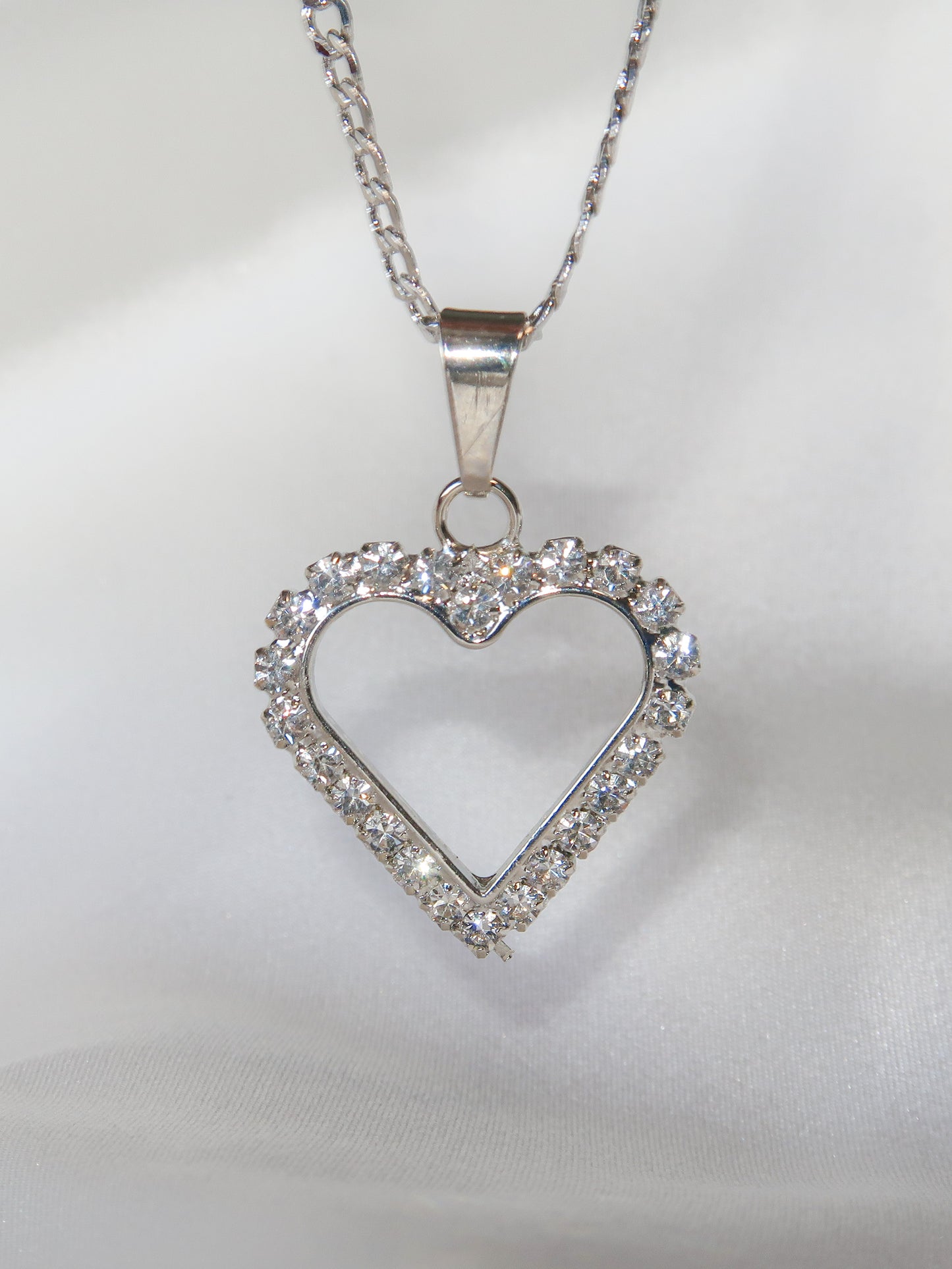 Pavé Open Heart Necklace Silver - ISABEL LEON LLC