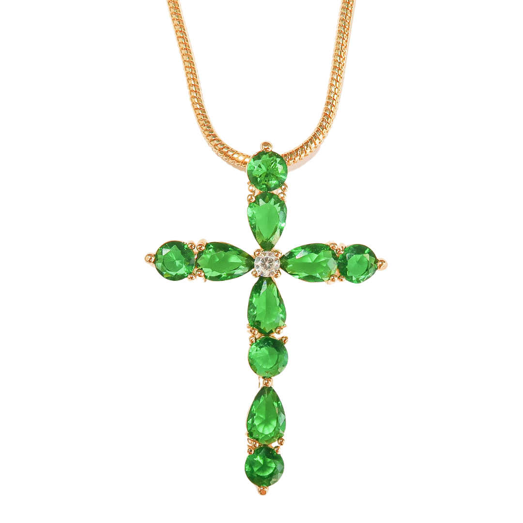 Icy Green Cross Necklace