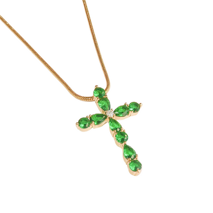 Icy Green Cross Necklace