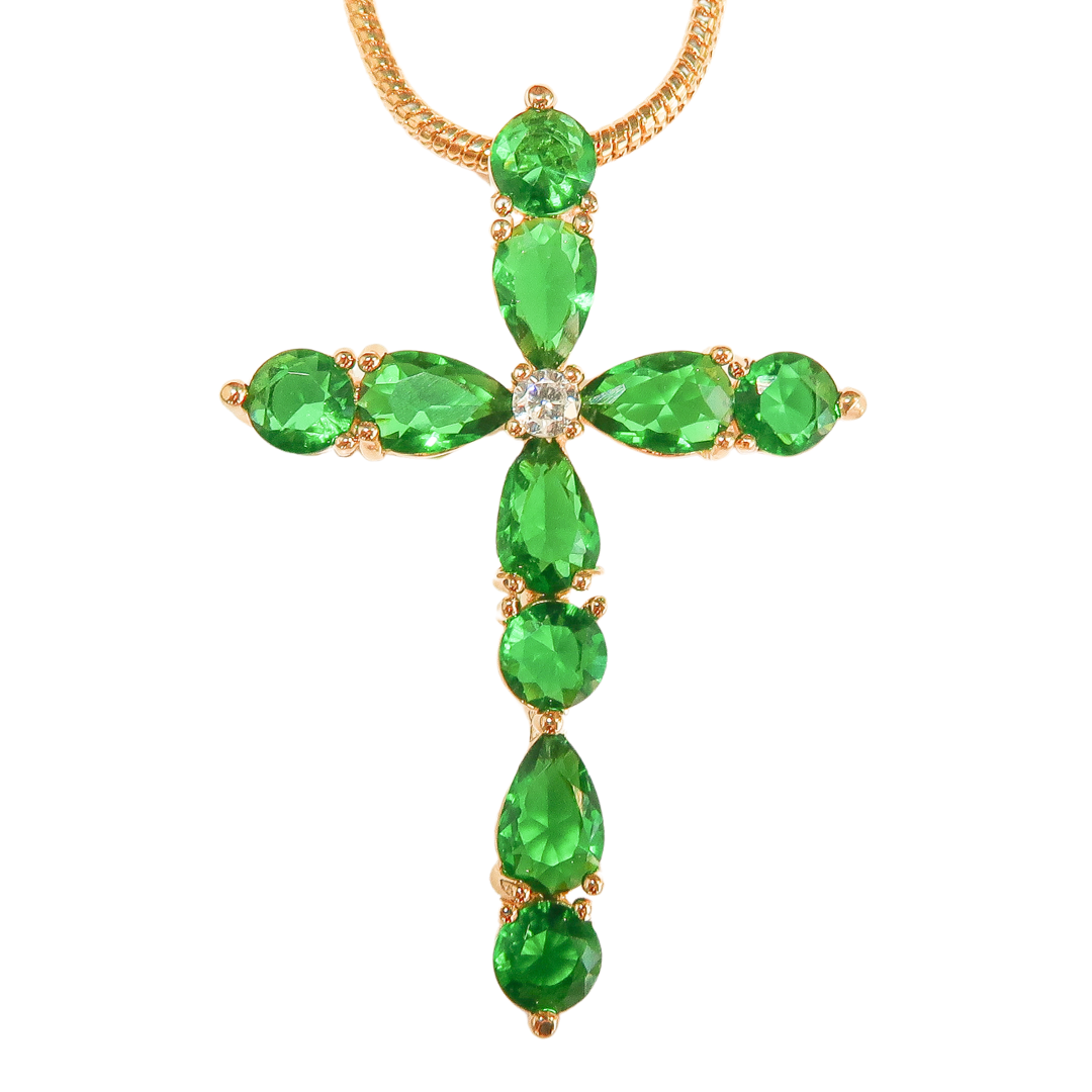 Icy Green Cross Necklace