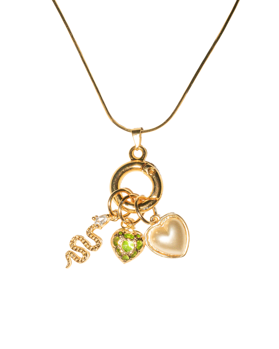 18k gold filled charm necklace with pendant charm clasp and box snake chain