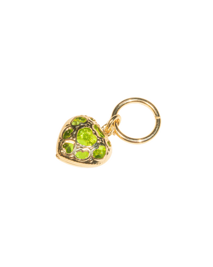 Green Caged Heart Charm