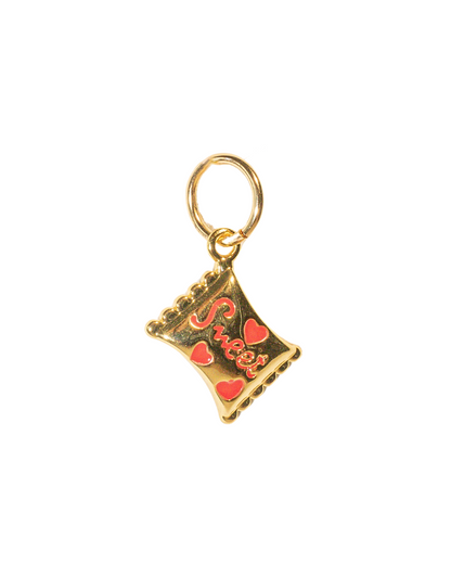 18k gold filled sweet bag charm with red details