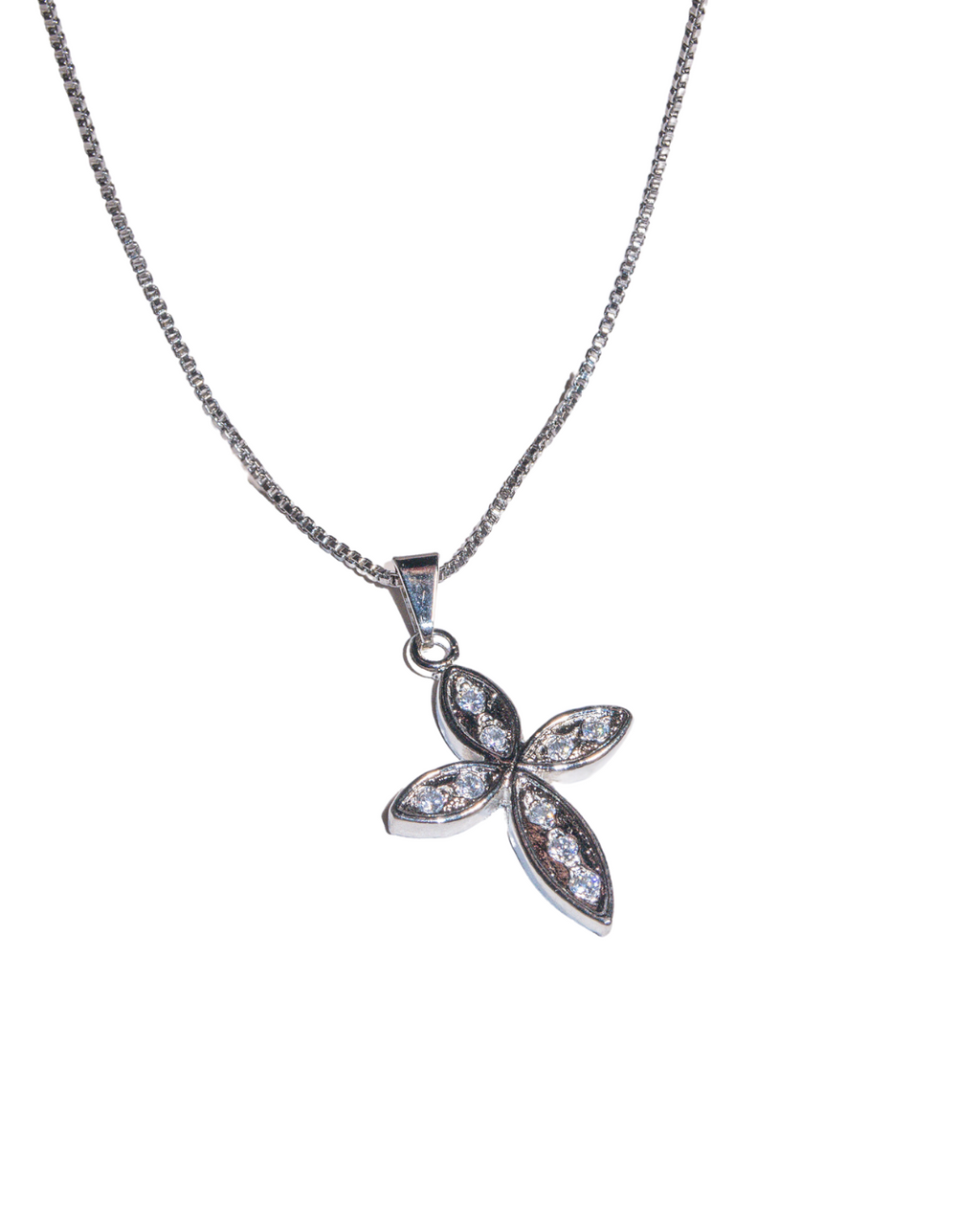 Silver Box Chain Cross Necklace - ISABEL LEON LLC