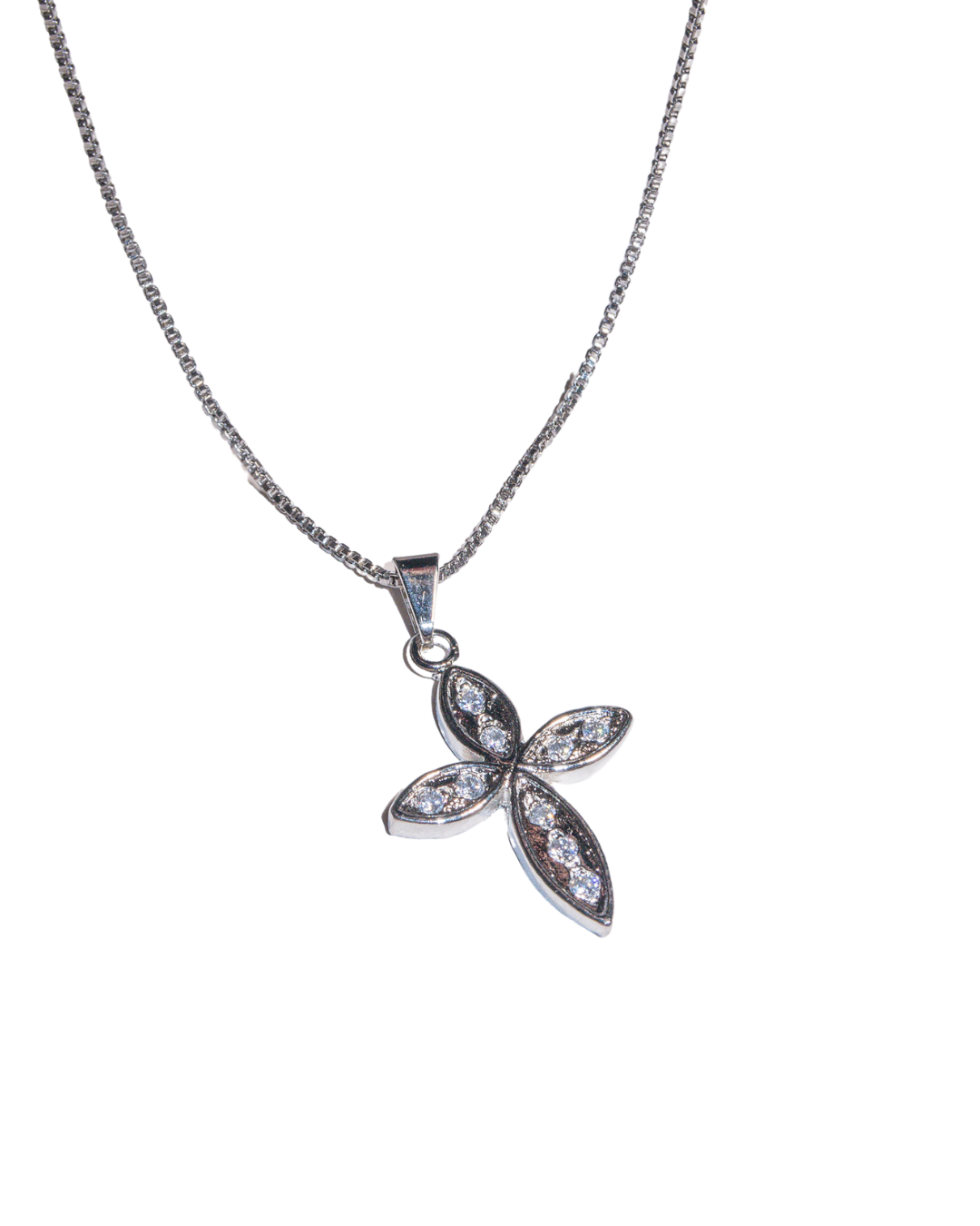 Silver Box Chain Cross Necklace - ISABEL LEON LLC