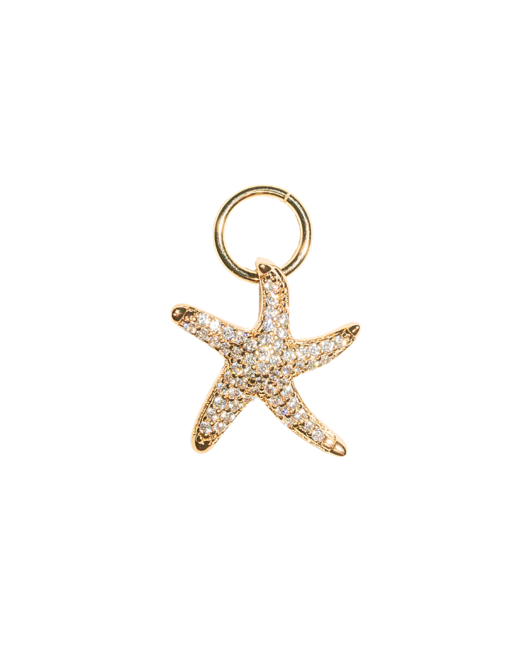 18k gold filled pave starfish charm with clear cz gemstones