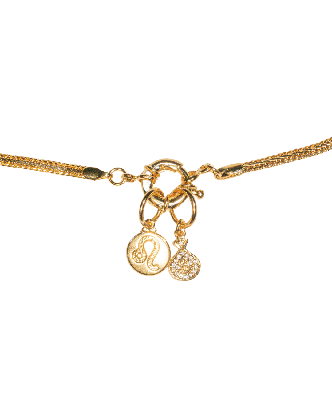 18k gold filled charm necklace with sailor charm clasp and alternativechain