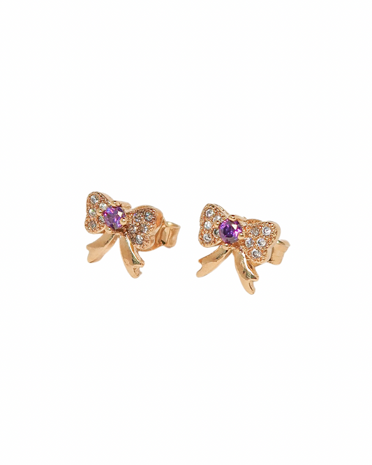 Purple Bow Earrings