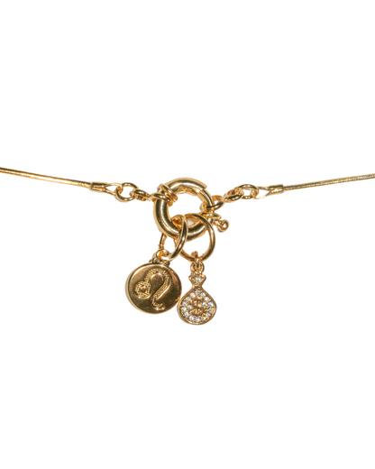 18k gold filled charm necklace with sailor charm clasp and box snake chain