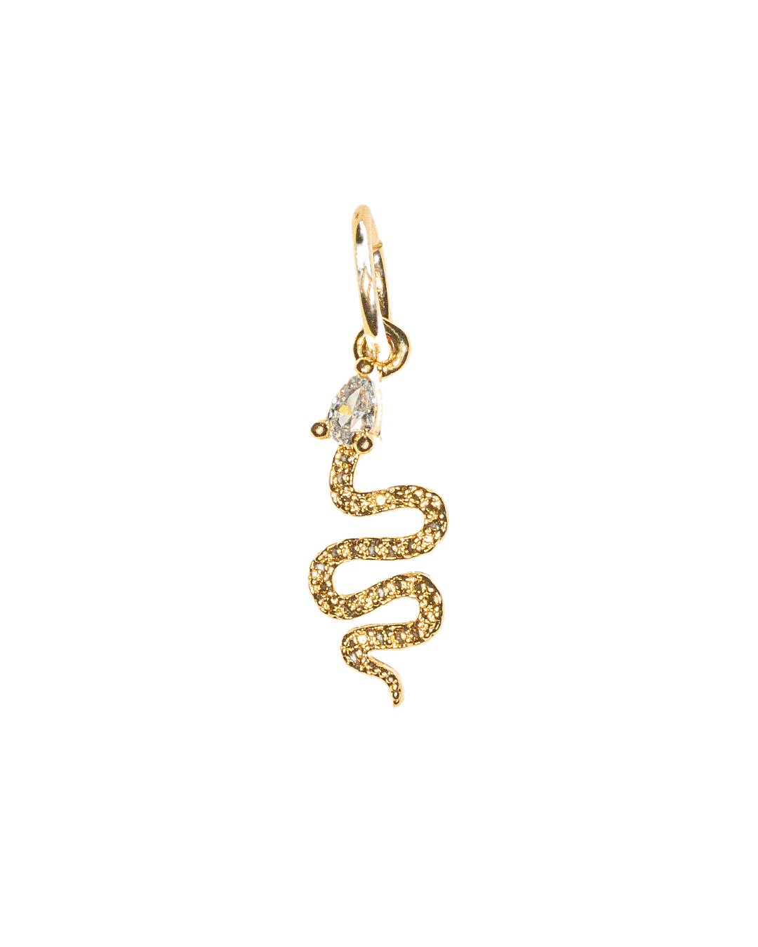 18k gold filled snake charm with clear cz gemstones