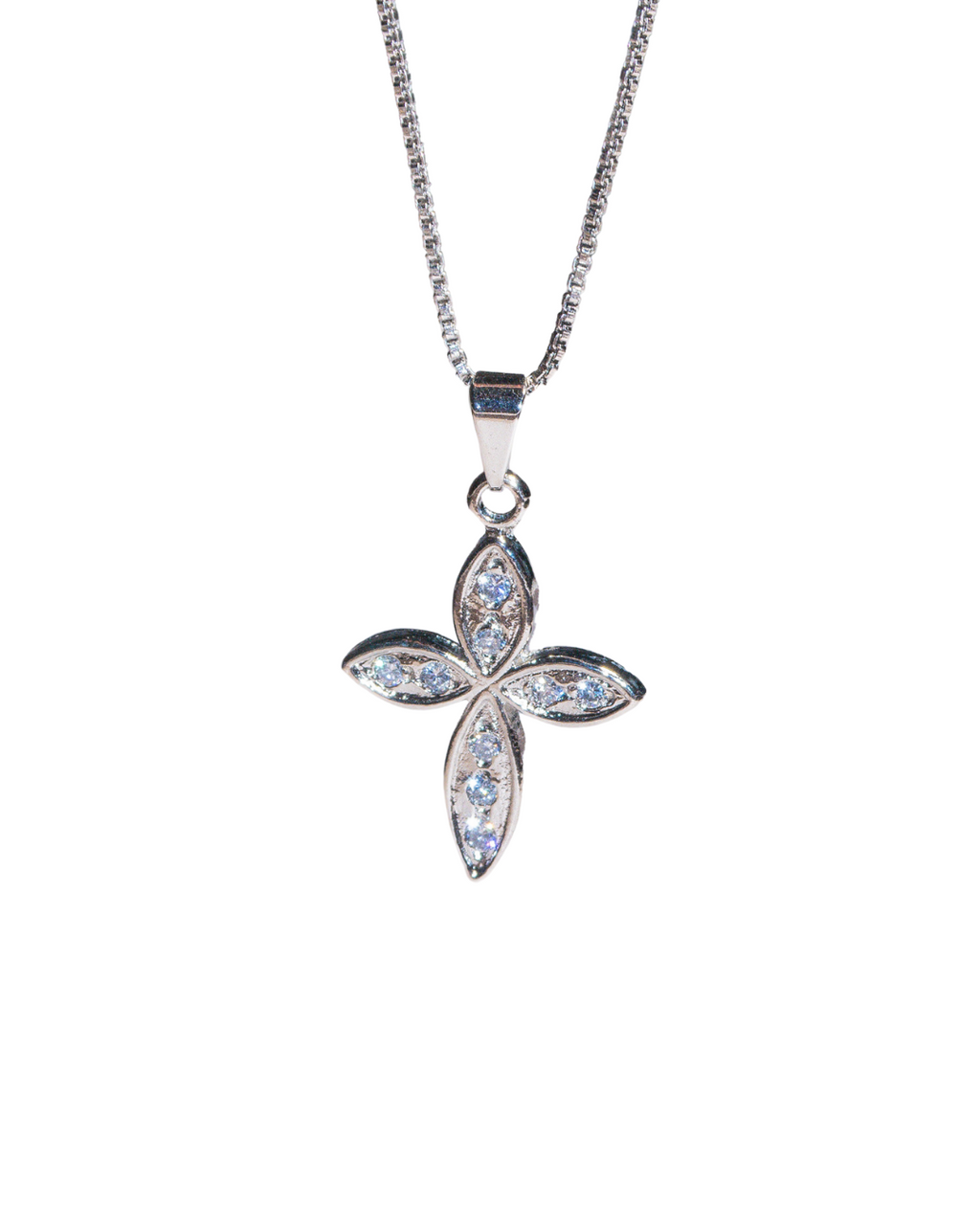 Silver Box Chain Cross Necklace - ISABEL LEON LLC