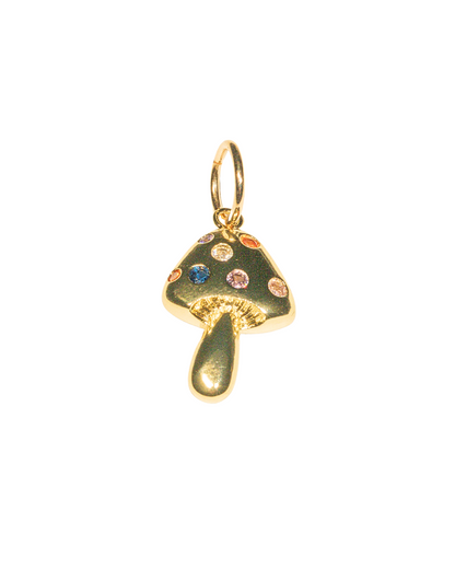 18k gold filled mushroom charm with colored cz gemstones 