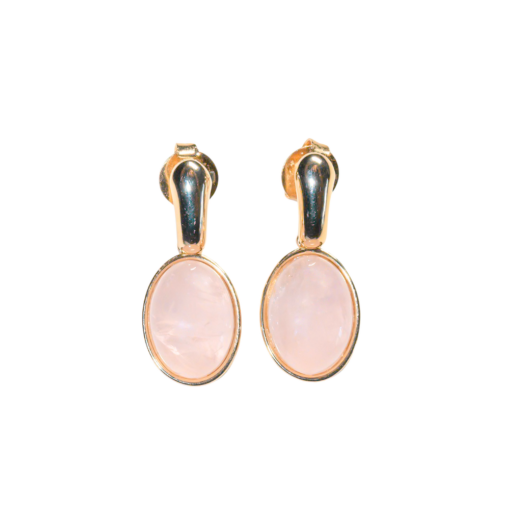 Rose Quartz Drop Earrings - ISABEL LEON LLC