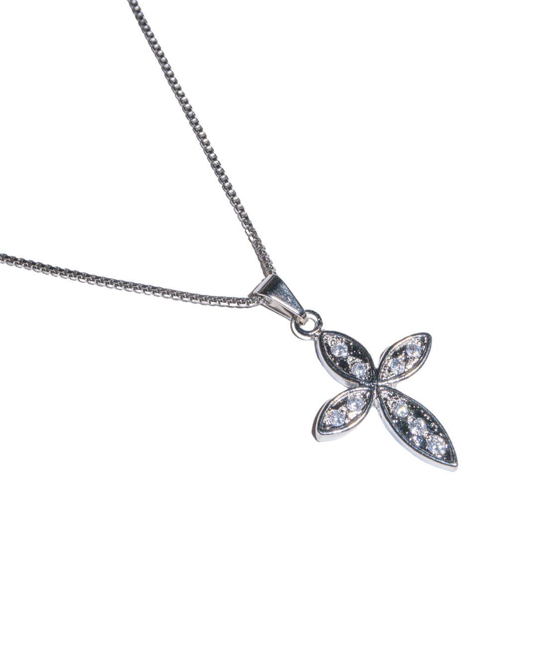 Silver Box Chain Cross Necklace - ISABEL LEON LLC