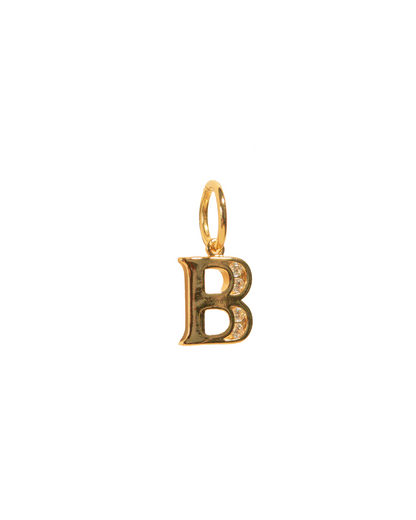 18k gold filled letter pendant charm with clear cz gemstones