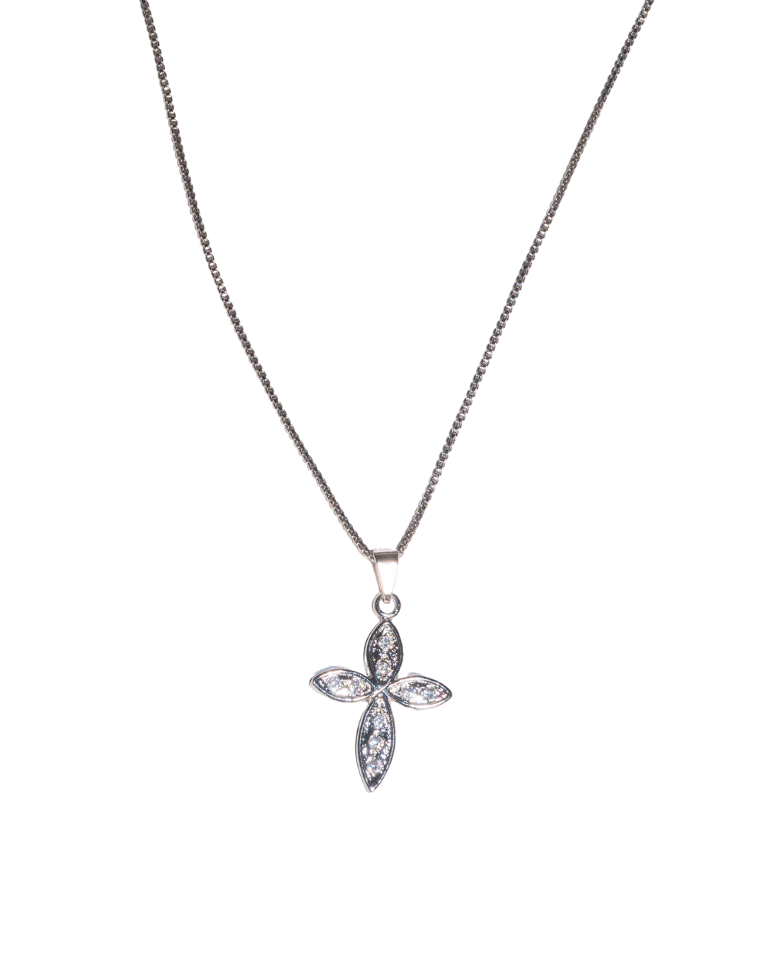 Silver Box Chain Cross Necklace - ISABEL LEON LLC
