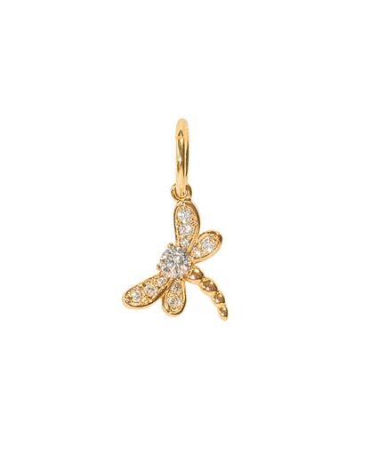 18k gold filled dragonfly charm with clear cz gemstones