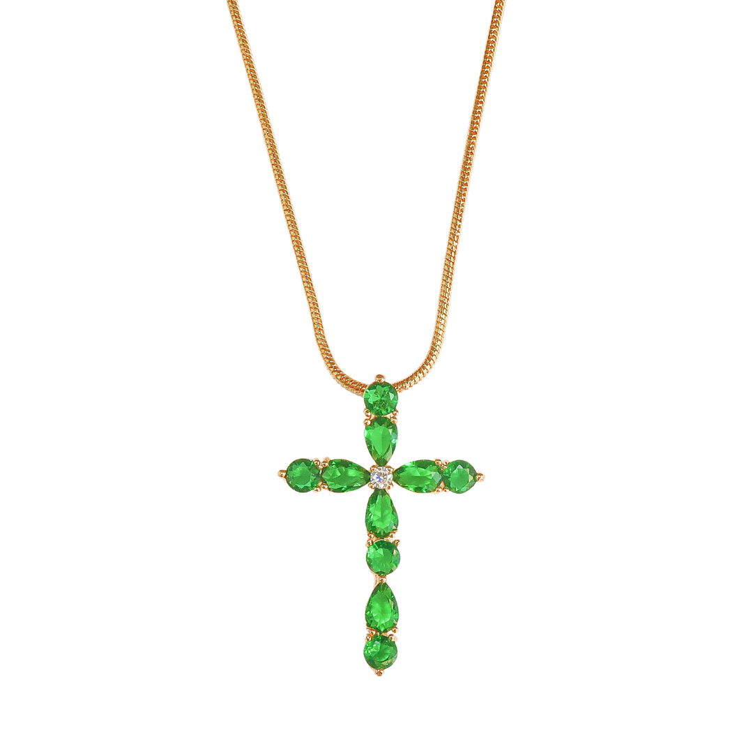 Icy Green Cross Necklace