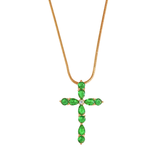 Icy Green Cross Necklace