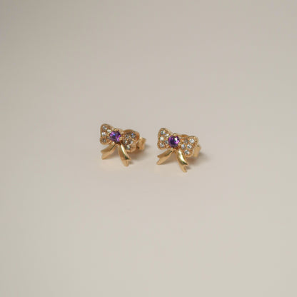 Purple Bow Earrings