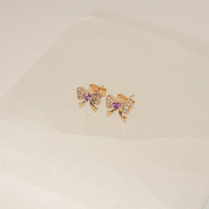 Purple Bow Earrings