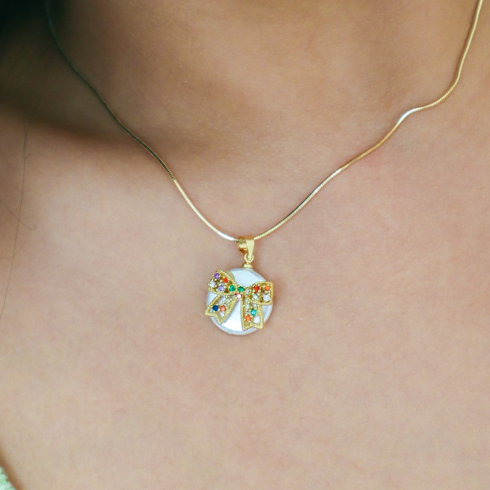 Mini Bow Pendant Necklace - ISABEL LEON LLC
