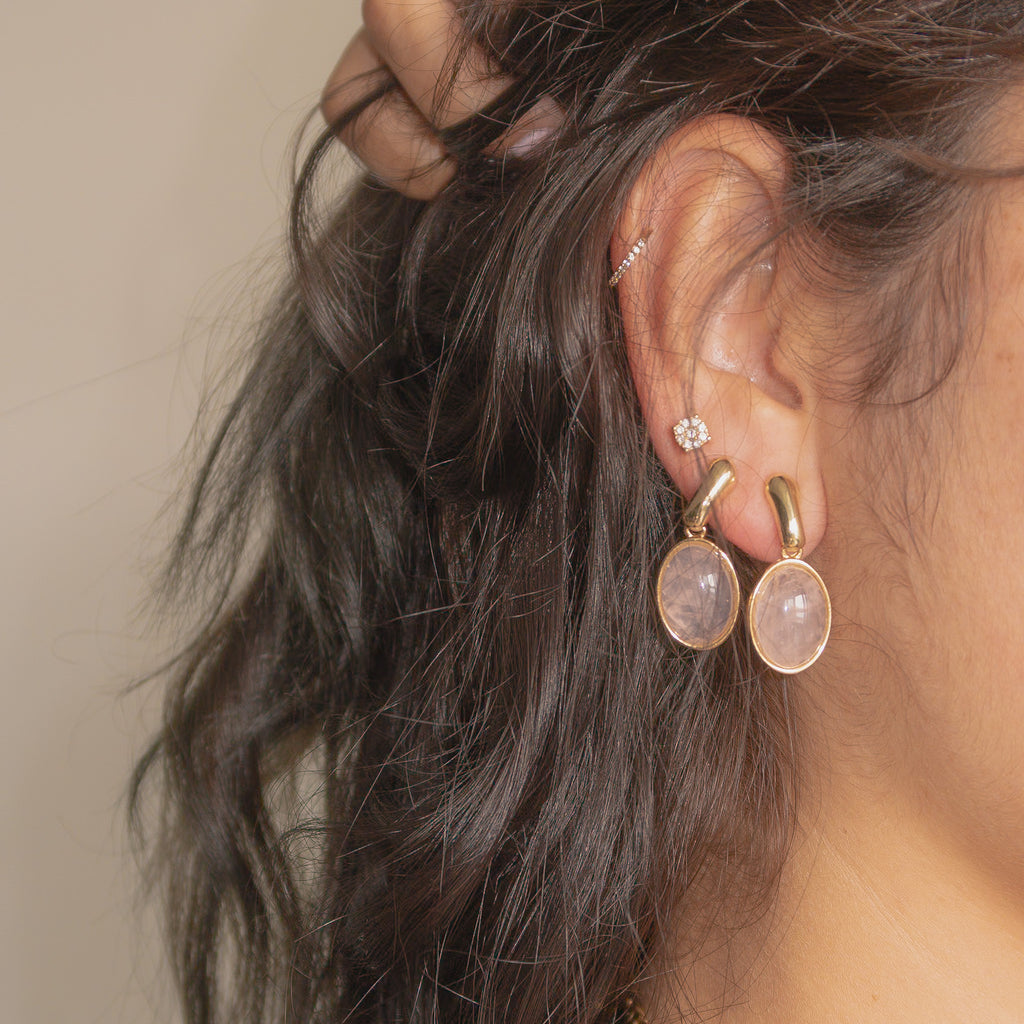 Rose Quartz Drop Earrings - ISABEL LEON LLC