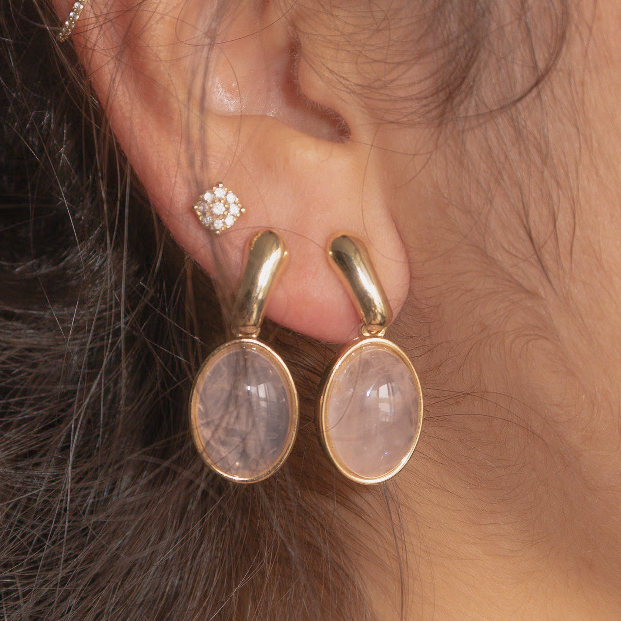 Rose Quartz Drop Earrings - ISABEL LEON LLC