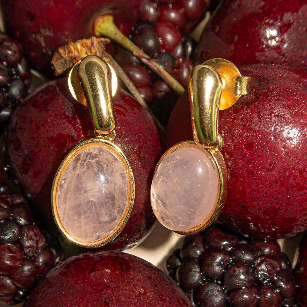 Rose Quartz Drop Earrings - ISABEL LEON LLC