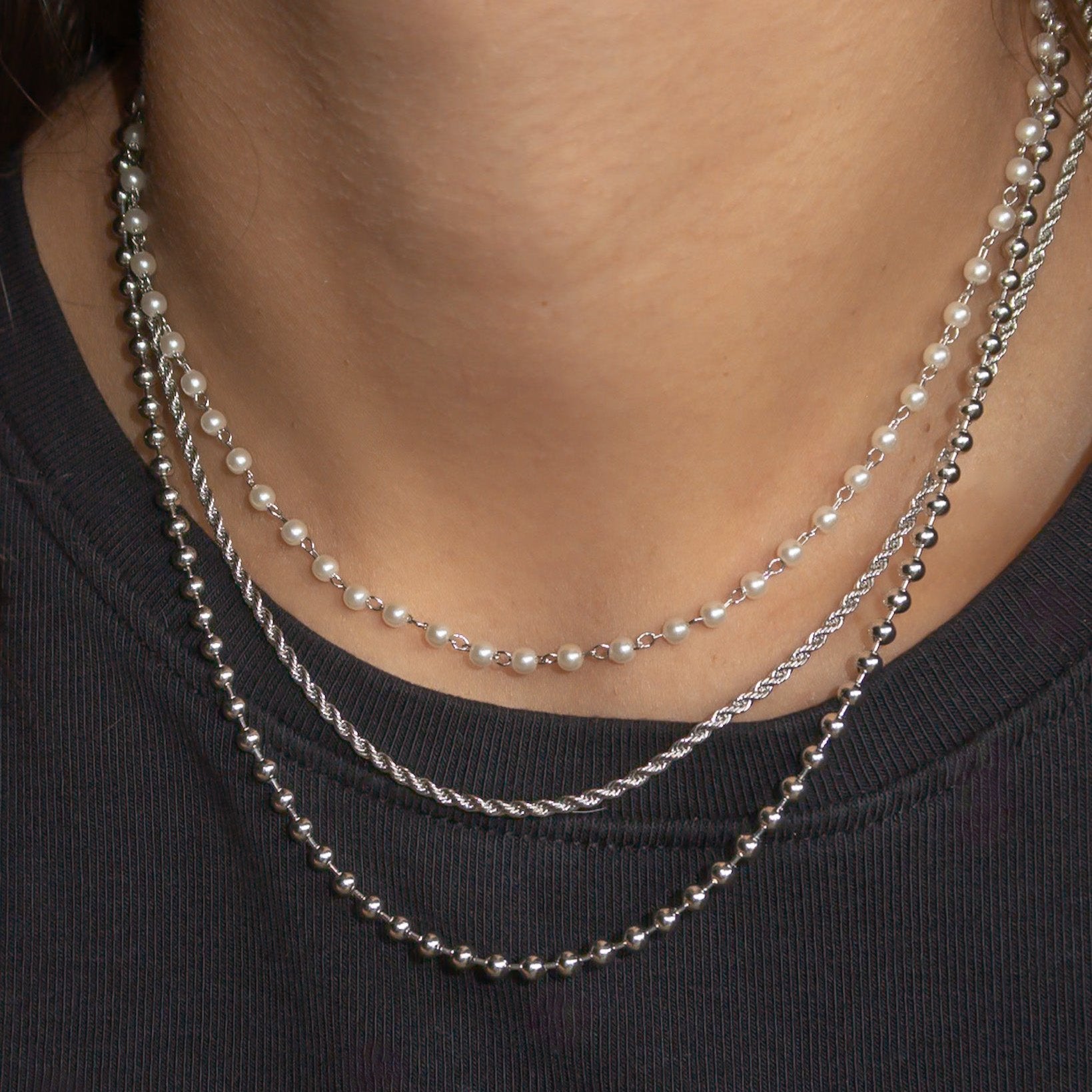 Silver Layered Necklace - ISABEL LEON LLC
