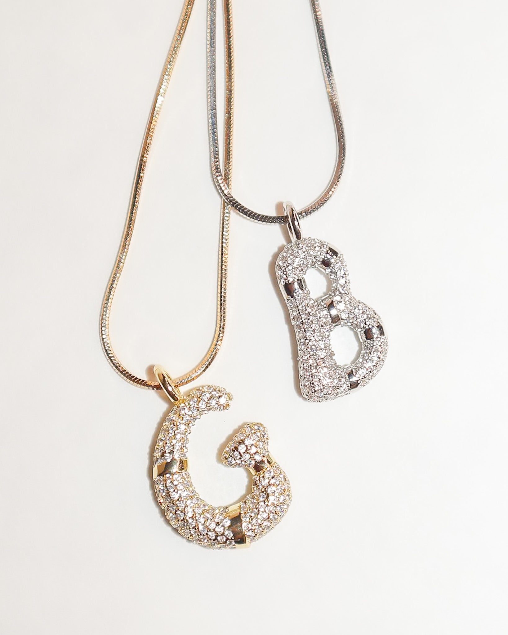 Iced Out Bubble Initial Necklace