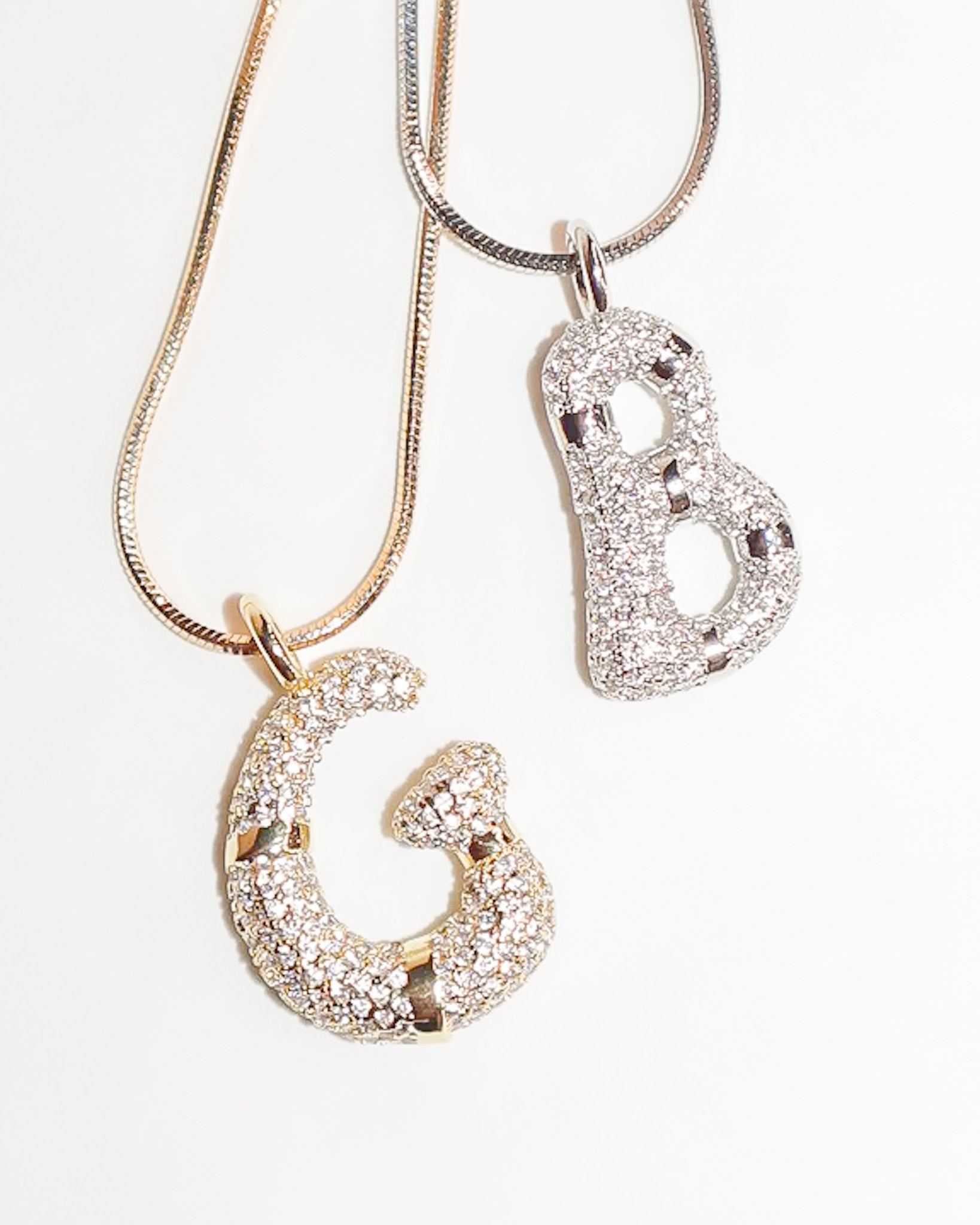 Iced Out Bubble Initial Necklace