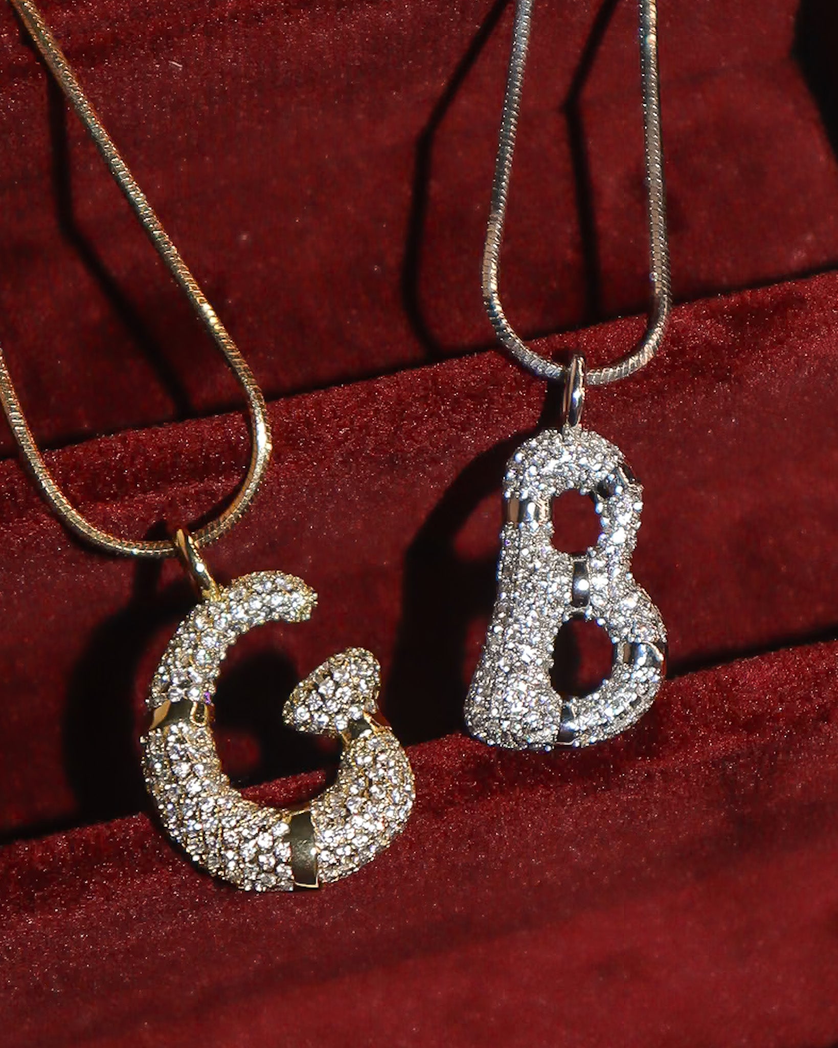 Iced Out Bubble Initial Necklace