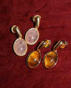 Tiger's Eye and Rose Quarts Drop Earrings