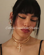 Collard Cross Choker Necklace