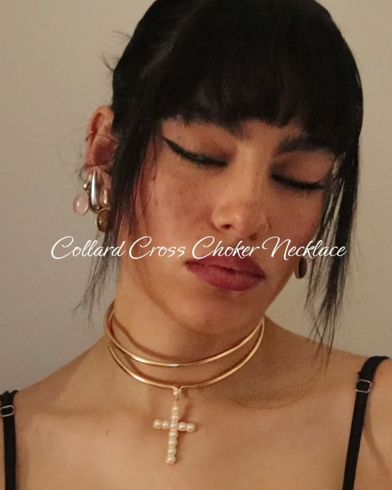 Collard Cross Choker Necklace